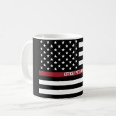 Firefighter Thin Red Line American Flag Add Name Coffee Mug (Front Left)