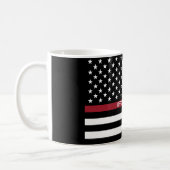 Firefighter Thin Red Line American Flag Add Name Coffee Mug (Left)