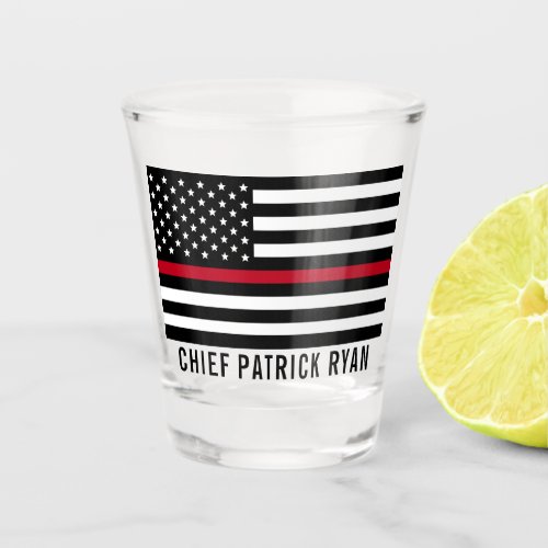 Firefighter Thin Red Line American Flag Add Name Shot Glass