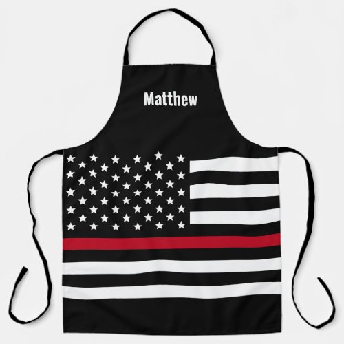 Firefighter Thin Red Line American Flag Apron