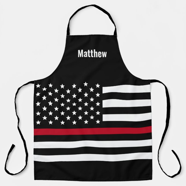 Firefighter Thin Red Line American Flag Apron (Front)