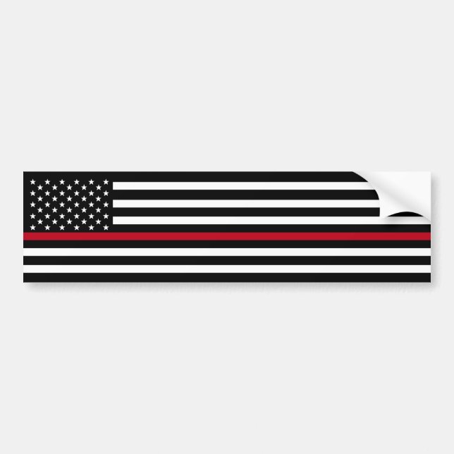 Firefighter Thin Red Line American Flag Bumper Sticker (Front)
