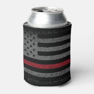Firefighter Thin Red Line American Flag Can Cooler