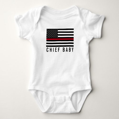 Firefighter Thin Red Line American Flag Chief Baby Baby Bodysuit