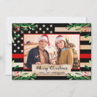 Firefighter Thin Red Line American Flag Christmas