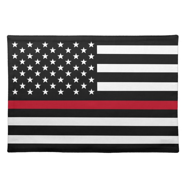 Firefighter Thin Red Line American Flag Cloth Placemat (Front)