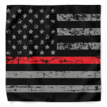 Firefighter Thin Red Line American Flag Fireman Bandana