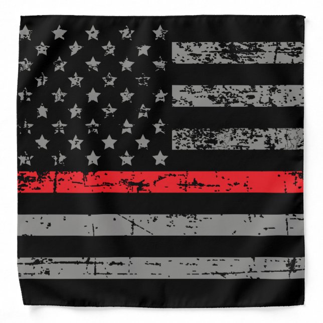 Firefighter Thin Red Line American Flag Fireman Bandana (Front)