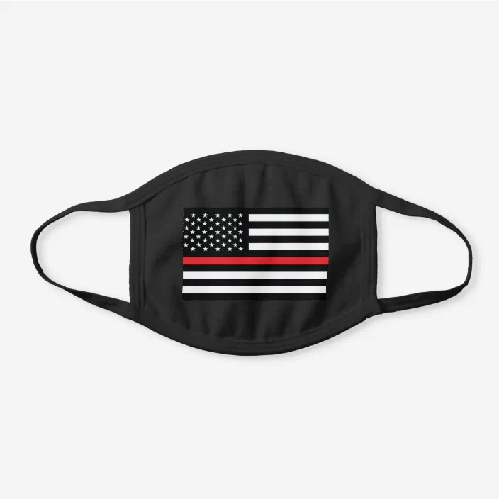 Firefighter Thin Red Line American Flag Fireman Black Cotton Face Mask Zazzle Com