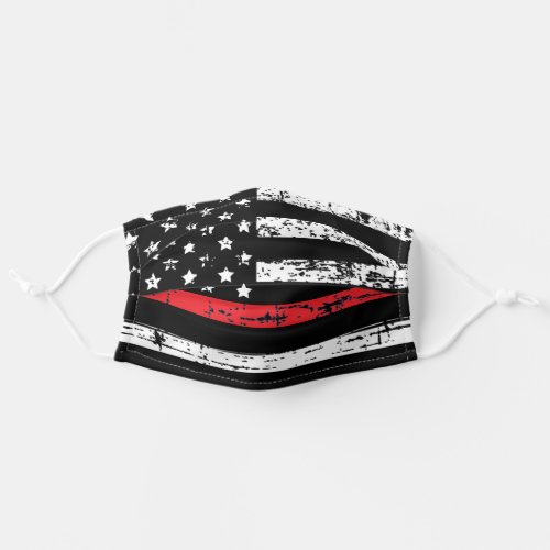 Firefighter Thin Red Line American Flag Grunge Adult Cloth Face Mask