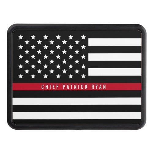 Firefighter Thin Red Line American Flag Name Hitch Cover