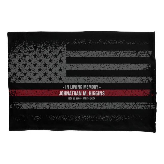 Firefighter Thin Red Line American Flag Pillow Case (Front)