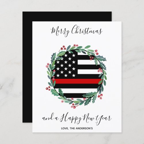 Firefighter Thin Red Line Budget Christmas Card
