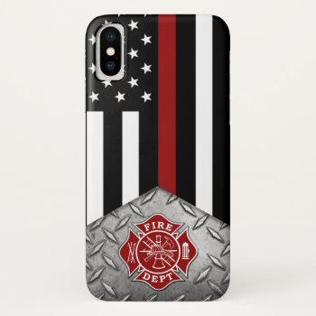 Firefighter Thin Red Line Iphone X Case by TheFireStation at Zazzle