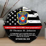 Firefighter Thin Red Line Custom Logo Service  Acrylic Award<br><div class="desc">Celebrate and show your appreciation to an outstanding Firefighter with this Thin Red Line Award - American flag design in Firefighter Flag colors , modern black red design with custom fire department logo. Personalize this firefighter award with fireman name, text with fire service department name, logo and community, and date...</div>