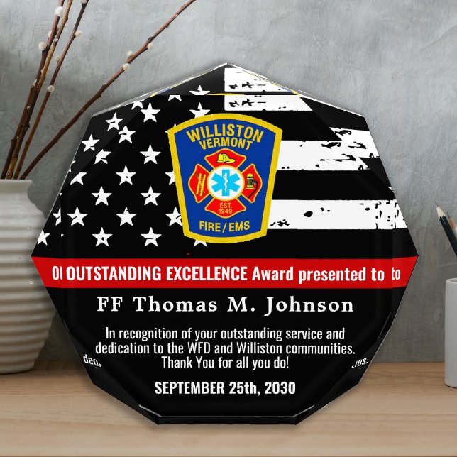 Firefighter Thin Red Line Custom Logo Service  Acrylic Award (Creator Uploaded)