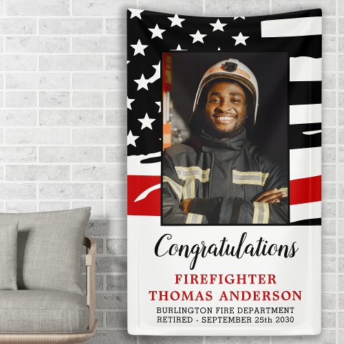 Firefighter Thin Red Line Custom Photo Retirement  Banner