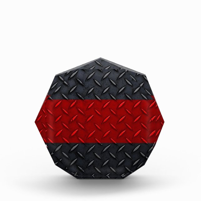 Firefighter Thin Red Line Diamond Plate Award (Front)