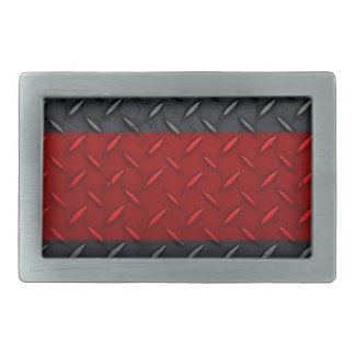 Firefighter Thin Red Line Diamond Plate Rectangular Belt Buckle