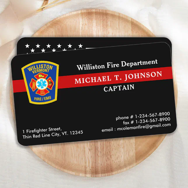 Firefighter Thin Red Line Emblem Fire Department Business Card | Zazzle
