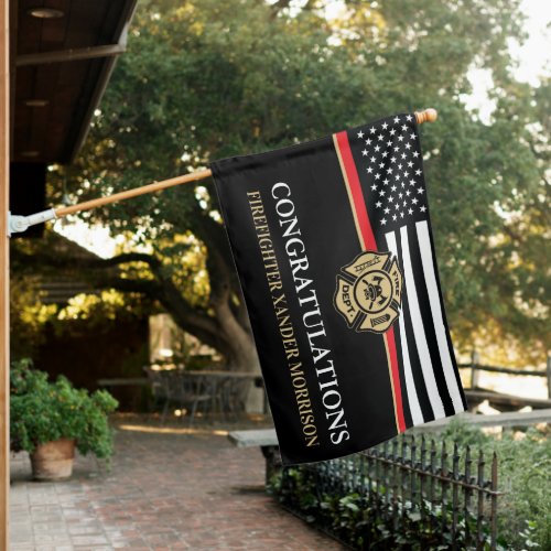 Firefighter Thin Red Line Fire Academy Graduation House Flag