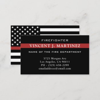 Firefighter Thin Red Line Fire Department Business Card by Lovely_Mess at Zazzle