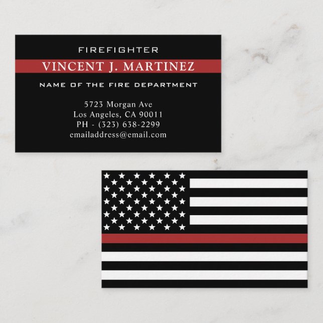 Firefighter Thin Red Line Fire Department Business Card (Front/Back)