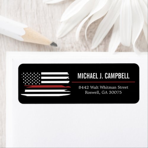 Firefighter Thin Red Line Fire Rescue America Flag Label