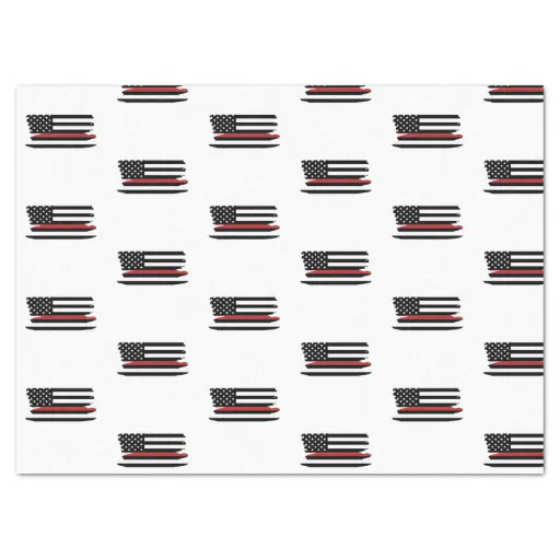 Firefighter Thin Red Line Fire Rescue America Flag Tissue Paper