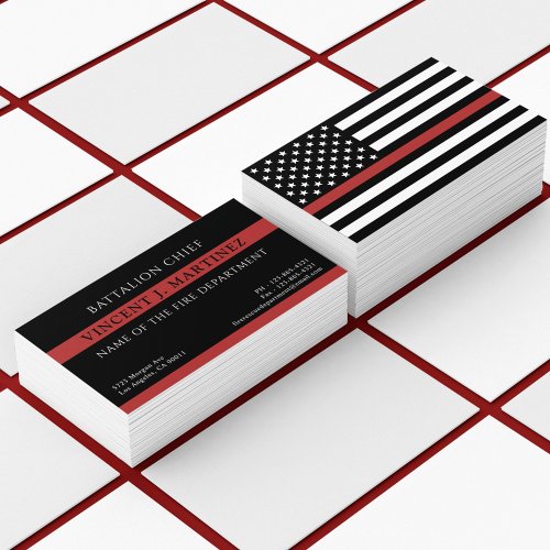 Firefighter Thin Red Line Fire Rescue Department Business Card