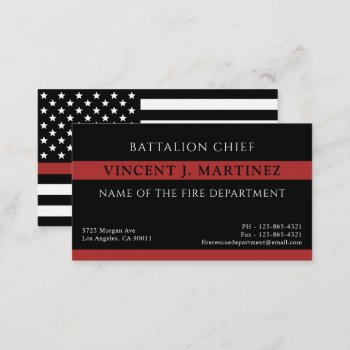 Firefighter Thin Red Line Fire Rescue Department Business Card by Lovely_Mess at Zazzle