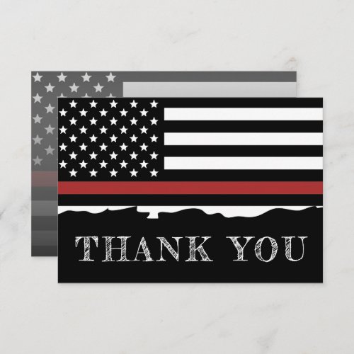 Firefighter Thin Red Line Fire Rescue Thank You Card