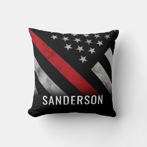 Firefighter Thin Red Line Fireman Fire Department Throw Pillow