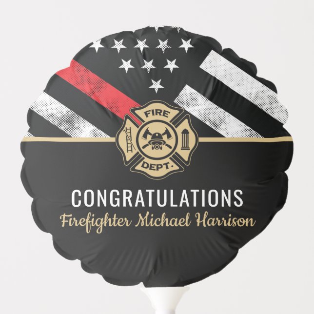 Firefighter Thin Red Line Fireman Graduation Balloon (Front)
