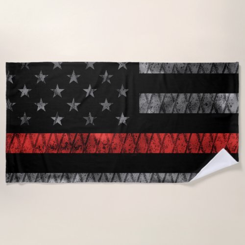 Firefighter Thin Red Line Flag Beach Towel