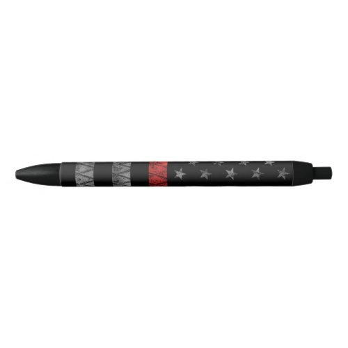 Firefighter Thin Red Line Flag Black Ink Pen