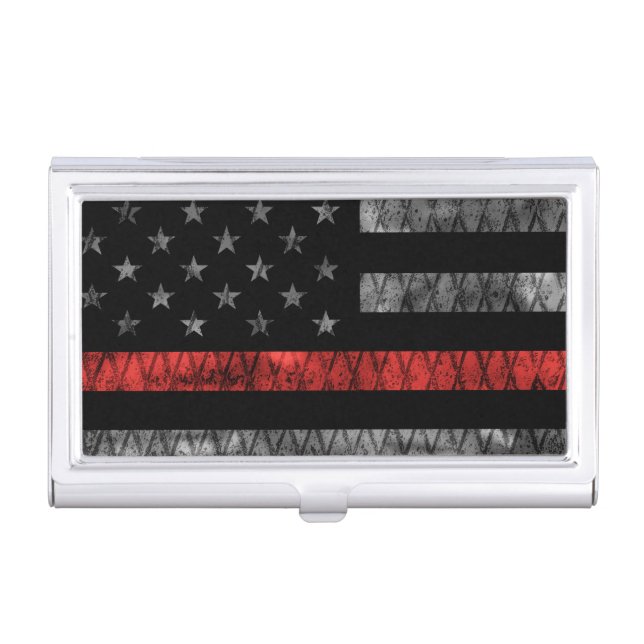 Firefighter Thin Red Line Flag Business Card Case (Front)