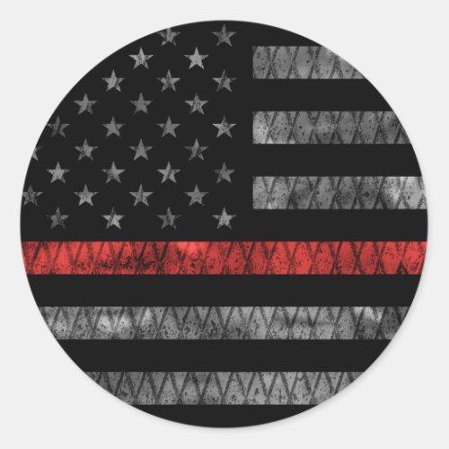 Firefighter Thin Red Line Flag Classic Round Sticker