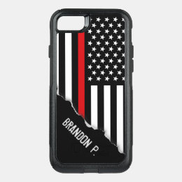 Firefighter Thin Red Line Flag Custom Name OtterBox Commuter iPhone 8/7 Case