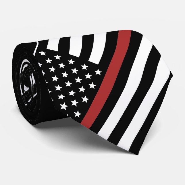 Firefighter Thin Red Line Flag Fire Department Neck Tie (Rolled)