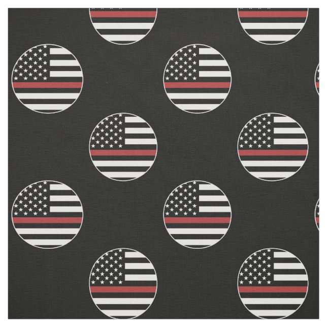Firefighter Thin Red Line Flag Fire Rescue Service Fabric (Swatch)