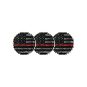 Firefighter Thin Red Line Flag Golf Ball Marker