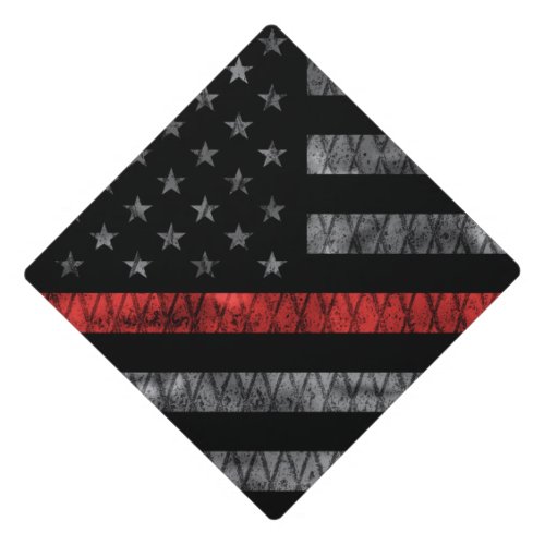 Firefighter Thin Red Line Flag Graduation Cap Topper
