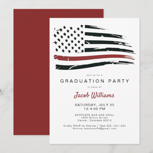  Firefighter Thin Red Line Flag Graduation Party