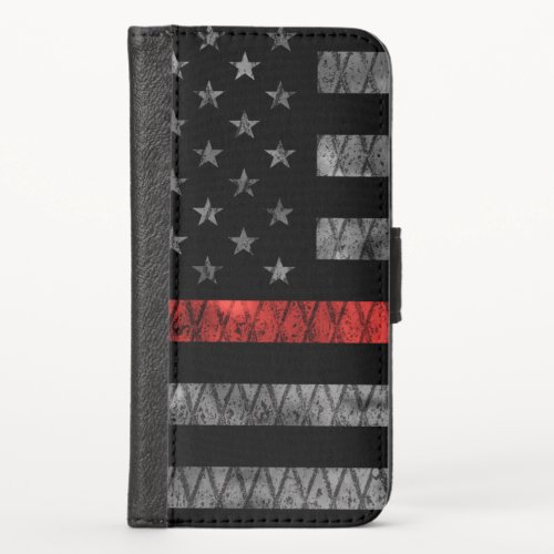 Firefighter Thin Red Line Flag iPhone X Wallet Case