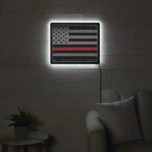 Firefighter Thin Red Line Flag LED Sign