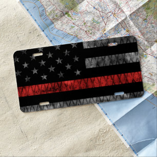 Firefighter Thin Red Line Flag License Plate