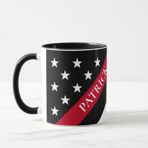 Firefighter Thin Red Line Flag Monogram Name Mug