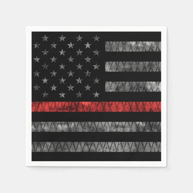 Firefighter Thin Red Line Flag Napkins (Front)