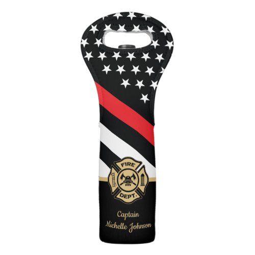 Firefighter Thin Red Line Flag Personalized Wine Bag